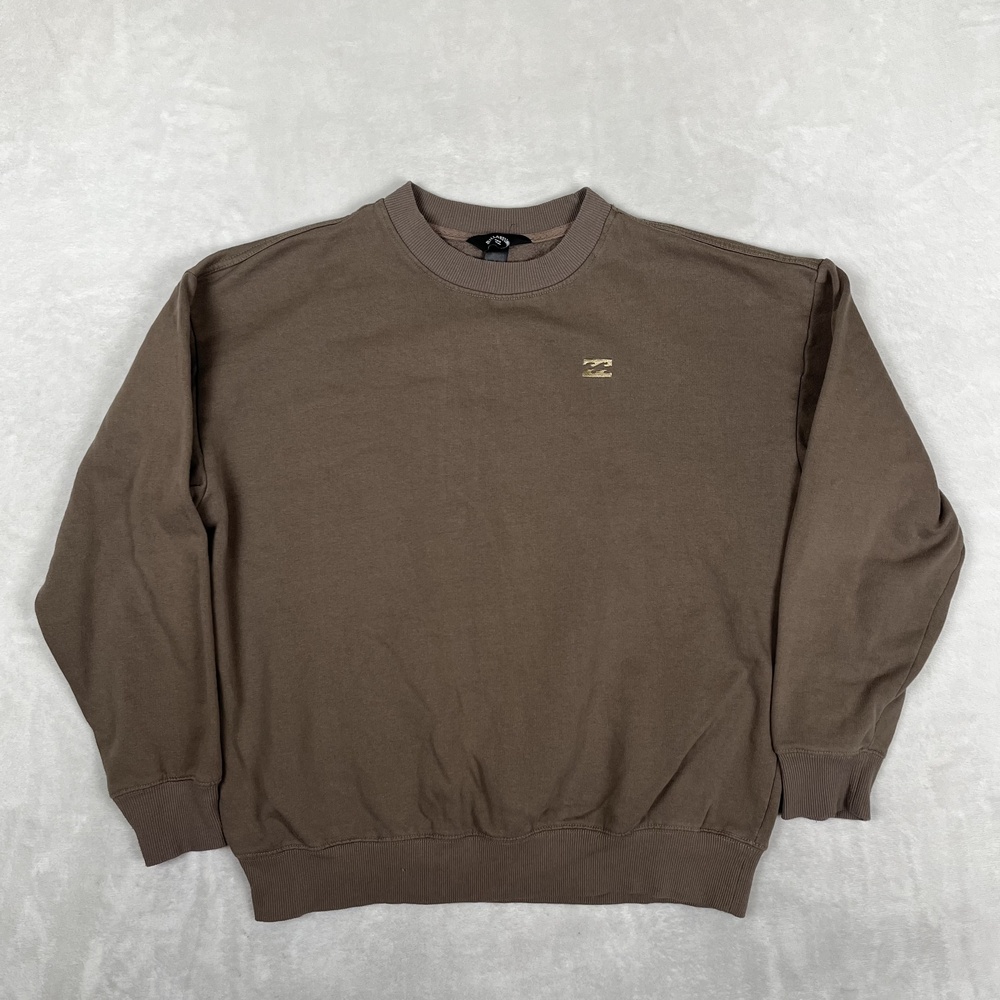 Billabong Sweatshirt Mens Large Brown Fleece Crewneck Pullover Chest Logo Y2K